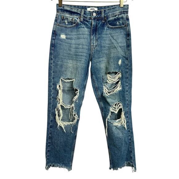 JBD Just Black Denim Women's Jeans Super Distressed Size 26 Straight Leg Raw Hem - Picture 6 of 7